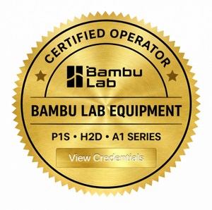 Bambu Lab Certified Operator badge for P1S, H2D and A1 series printers